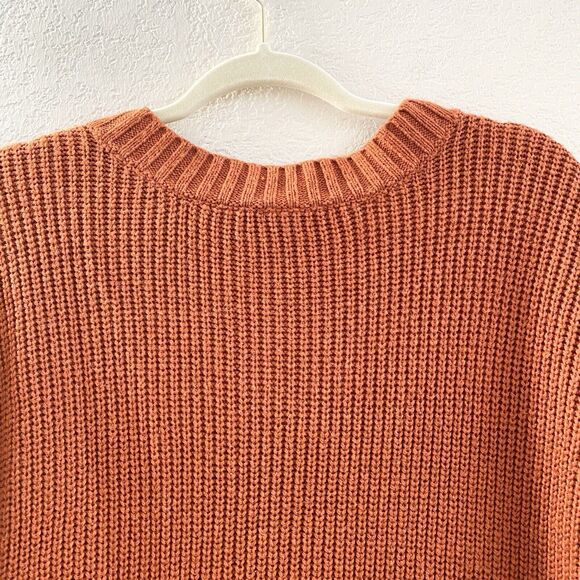 Westbound Womens 2X Long Sleeve Burnt Orange Ribbed V Neck Knit Sweater - Picture 8 of 9